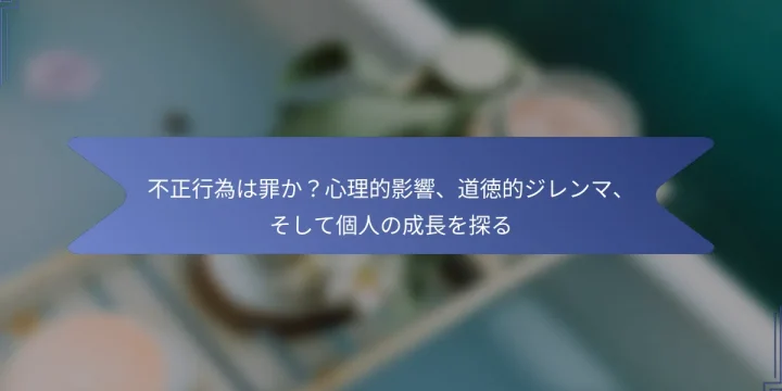不正行為は罪か？心理的影響、道徳的ジレンマ、そして個人の成長を探る