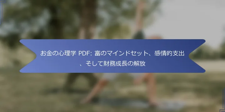 お金の心理学 PDF: 富のマインドセット、感情的支出、そして財務成長の解放