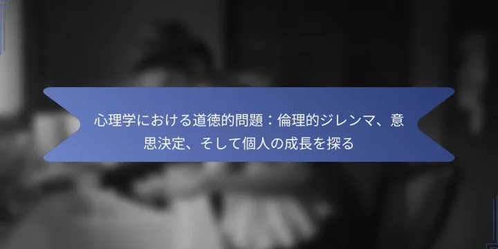 心理学における道徳的問題:倫理的ジレンマ、意思決定、そして個人の成長を探る