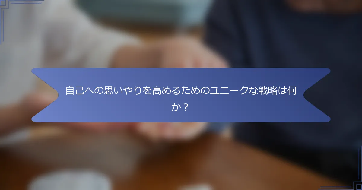 自己への思いやりを高めるためのユニークな戦略は何か？